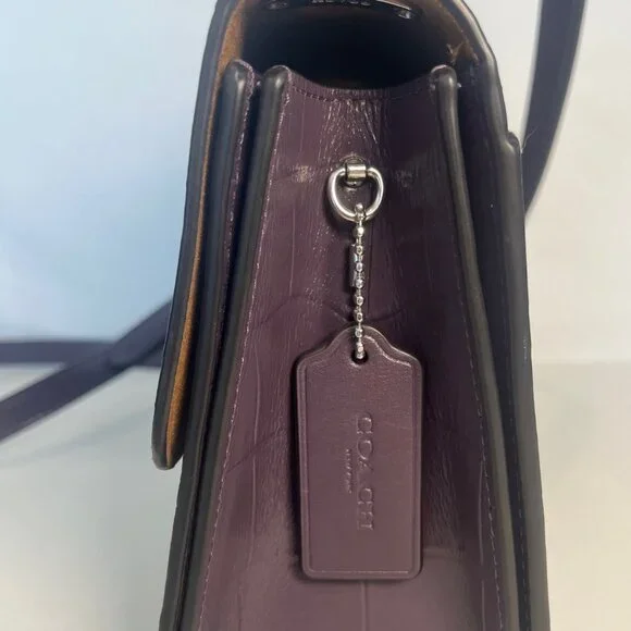 Coach Large Morgan Square Crossbody – Silver/Amethyst Croc Embossed Leather - Picture 10 of 10